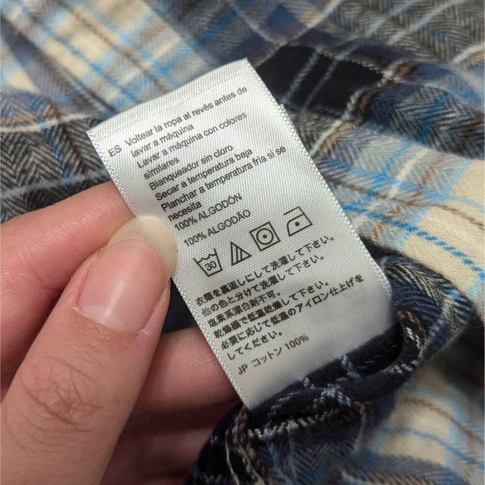 Vissla Men Sz M Blue Plaid Flannel Shirt Casual Skater Dadcore Normcore - Picture 4 of 4